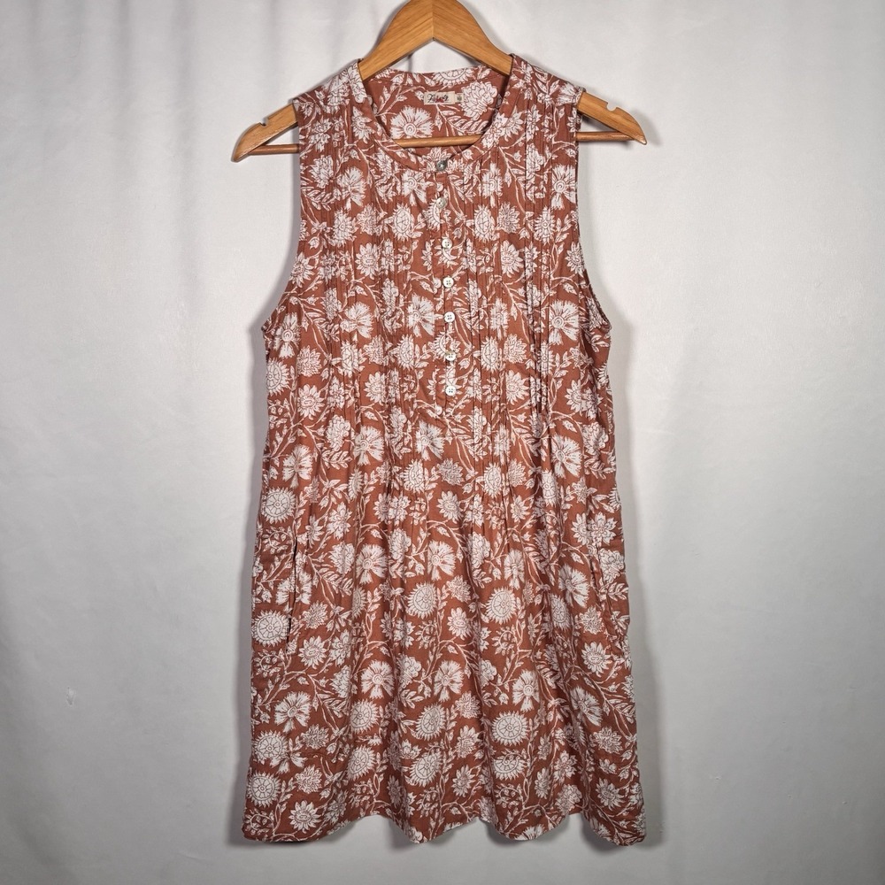 Faherty Isha Floral Linen Dress Womens Medium Cottage Coastal Resort Breathable